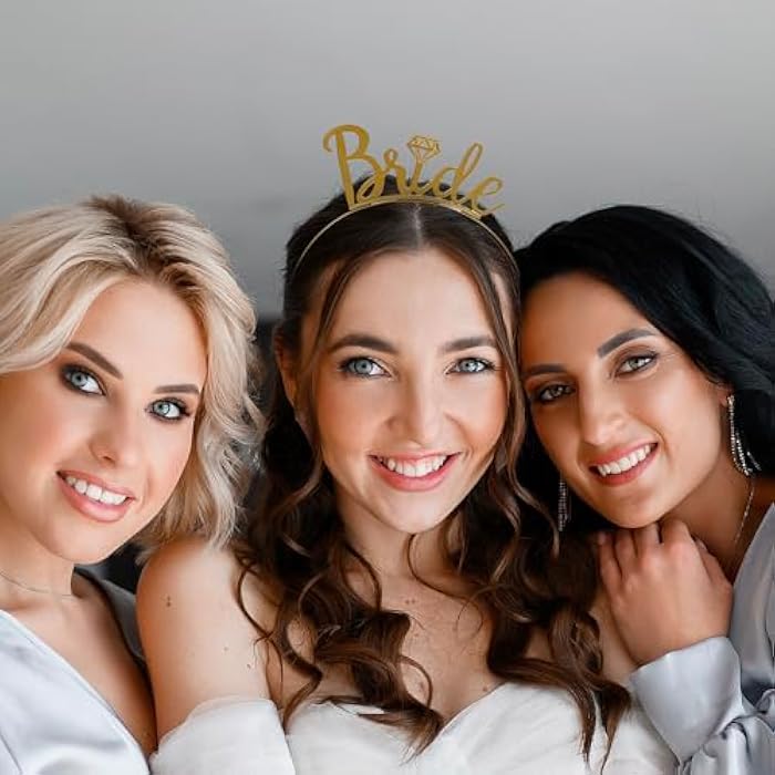 Amscan 3900895 Mettalic Gold Bride Headband-1 pc - Image 2